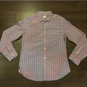 GAP Lived-in Long Sleeve Shirt Red Blue Plaid Checkered Front Button Mens Size M